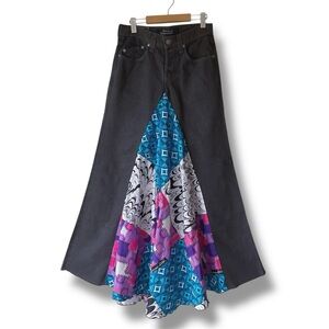Upcycled Rock & Republic Henlee Jeans Maxi Skirt Washed Black Size 29